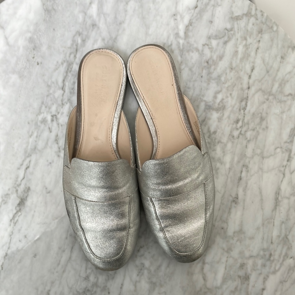 Silver Cole Haan flats